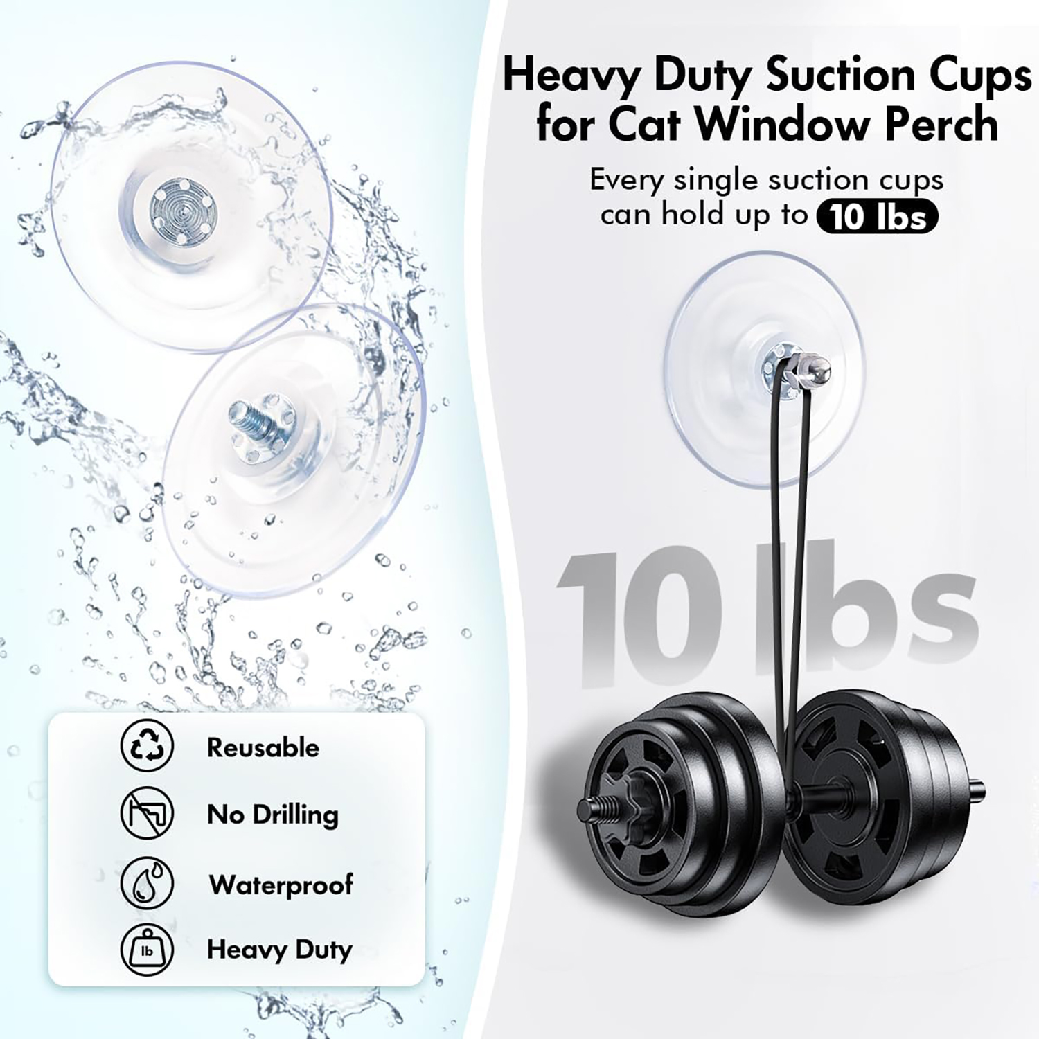 Pcs Pvc Cat Window Perch Suction Cups With Screws Hanging Mount Heavy Duty Adhesive