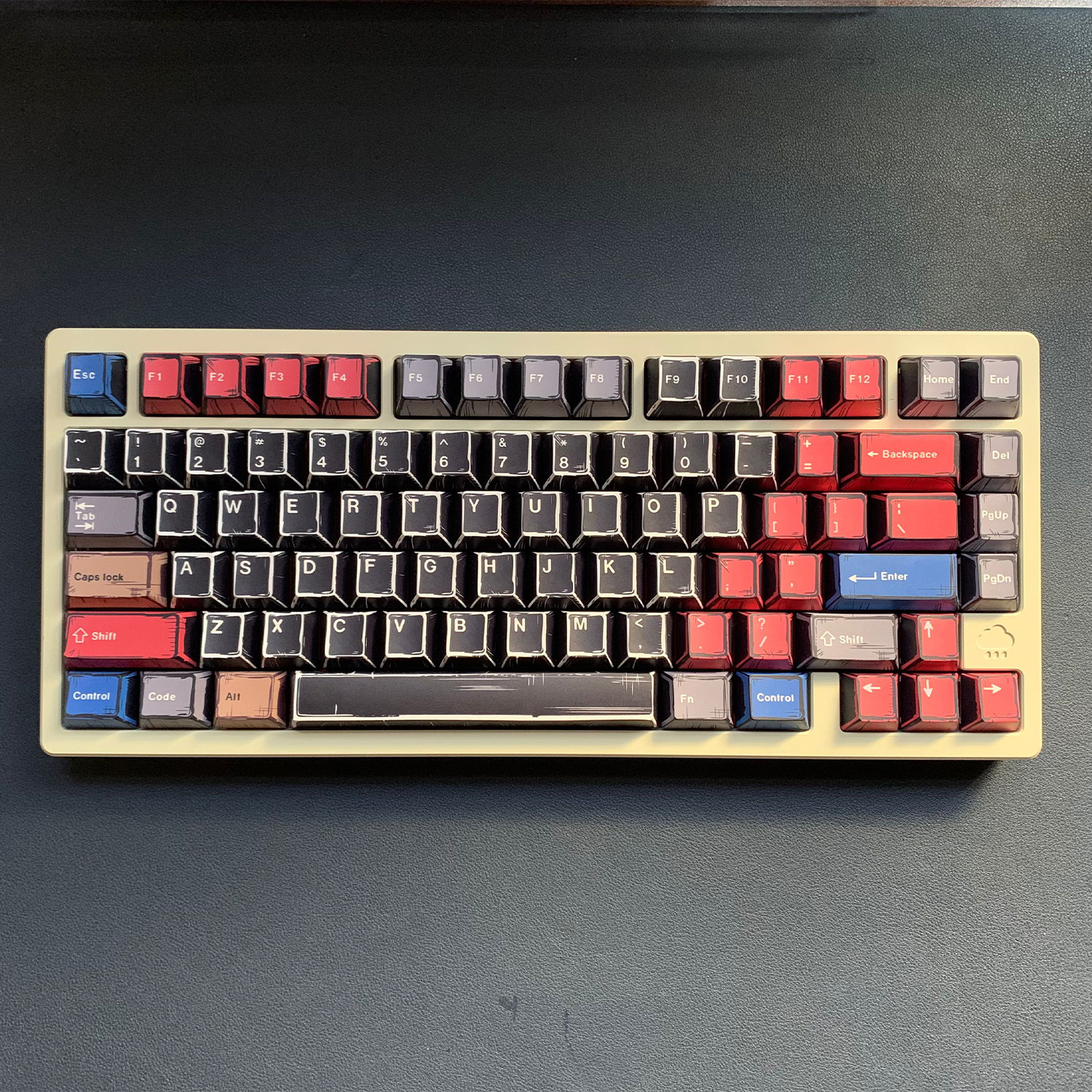Comic Wind Black Keycaps PBT Dye-sub Cherry Profile Keycap Custom ...