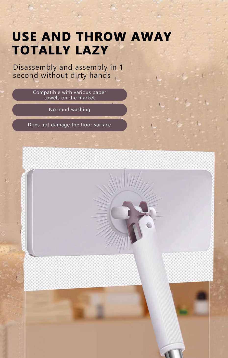 2025 New Face Towel Mop Lazy Disposable Clip Cloth Flat Mop Lazy ...