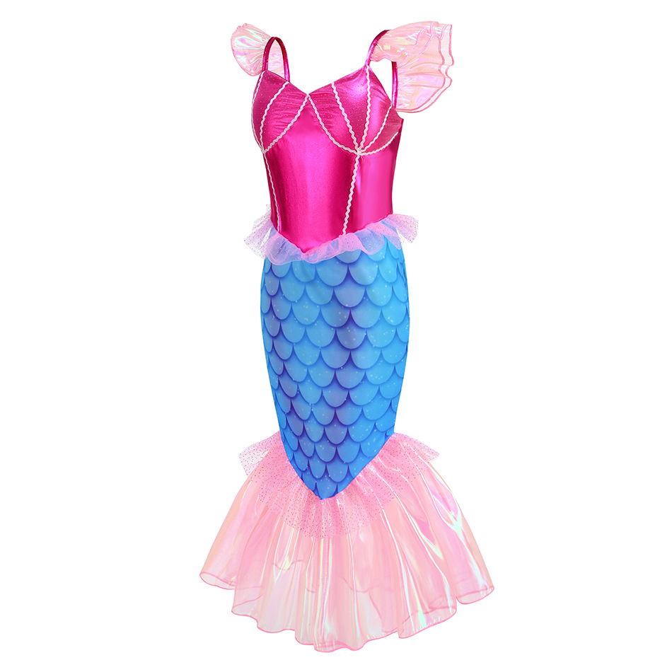 Children Ariel The Little Mermaid Sling Flying Sleeve Fishtail Skirt ...