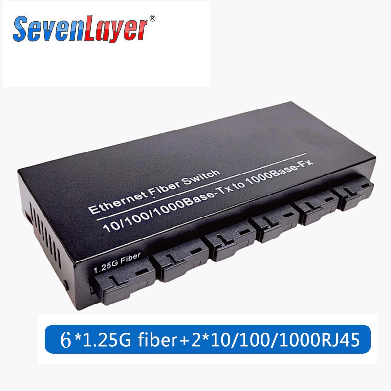 100/1000M Ethernet Optical Fiber Media Switch Converter Gigabit 6*Fiber ...