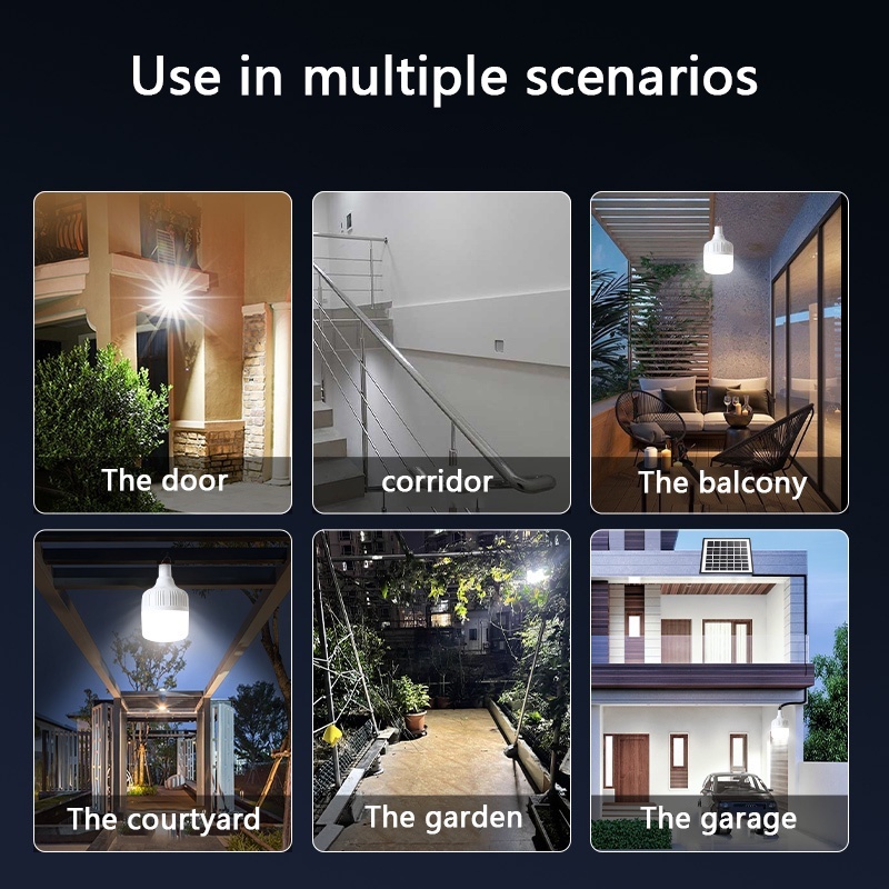 LED Solar Light Bulb With Remote Control USB 100W/150W/200W ...
