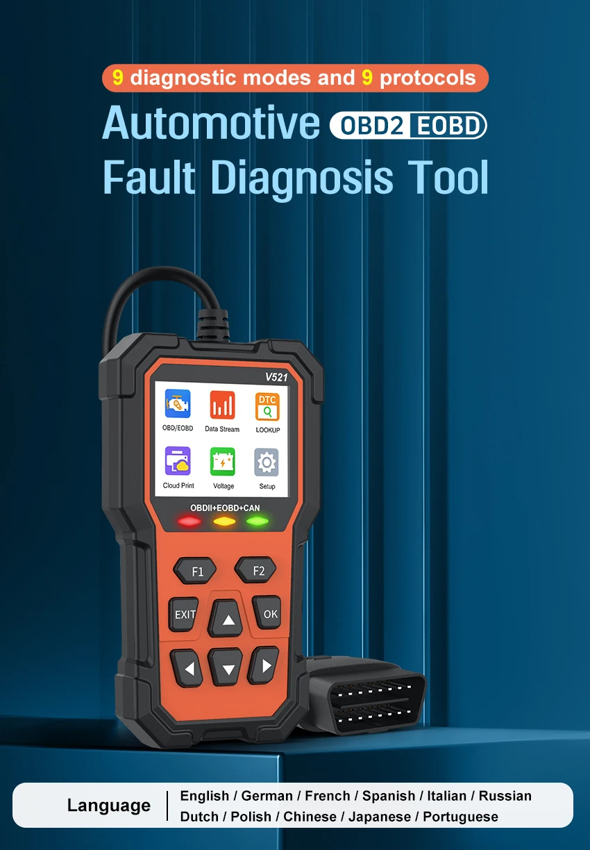 2024 Latest V521 OBD2 Scanner Diagnostic Tool Car Engine Fault Code ...