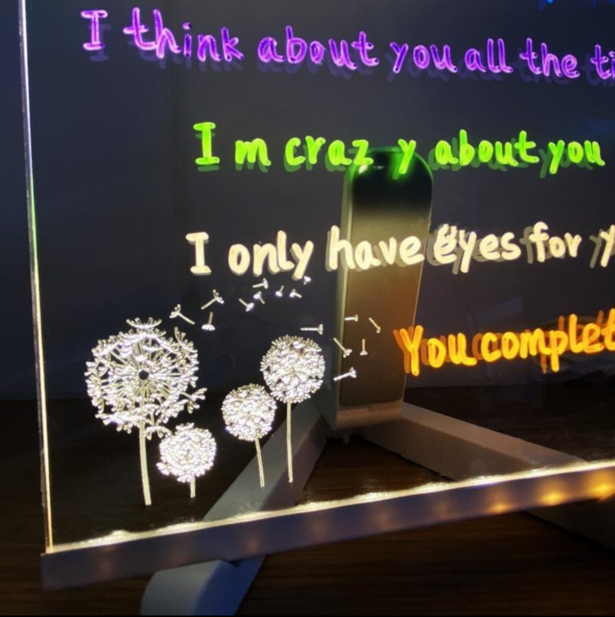 Light Up Dry Erase Board LED Letter Message Board Acrylic Drawing Board ...