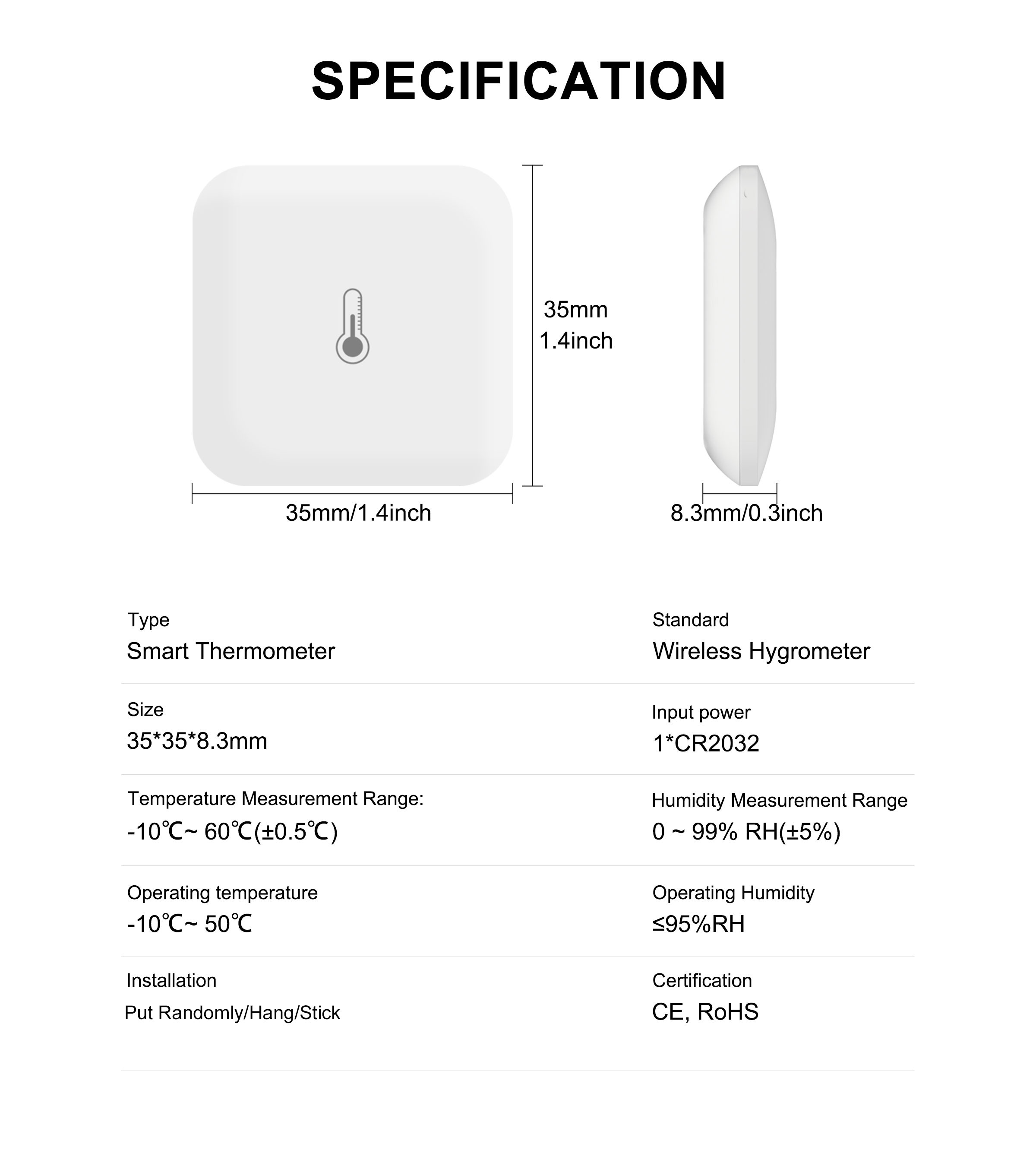 GIRIER Works with Tuya ZigBee Indoor Smart Temperature Humidity Sensor ...