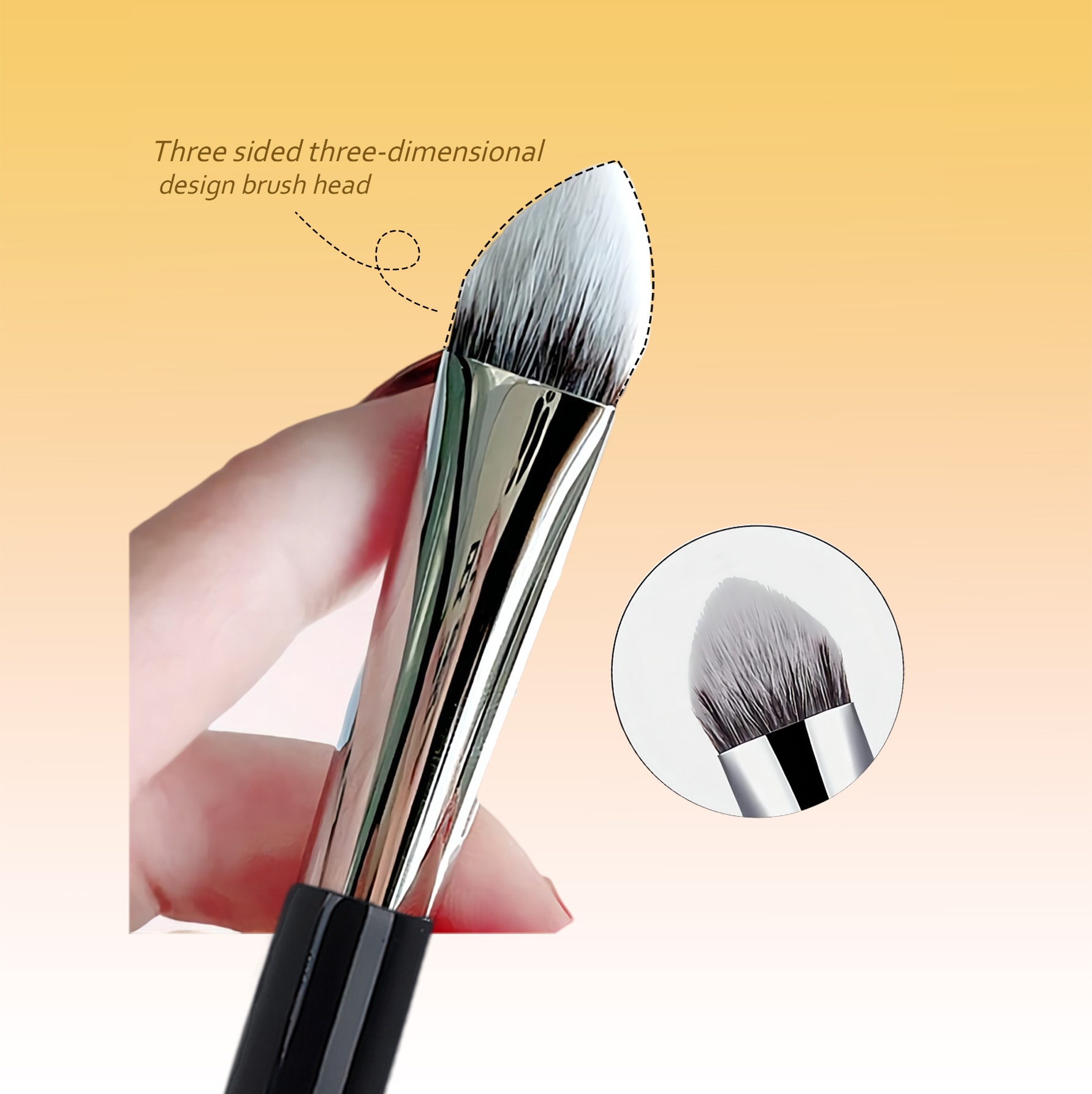 Triangular Concealer Brush for Under Eye, 3D Makeup Tool for Beginners ...