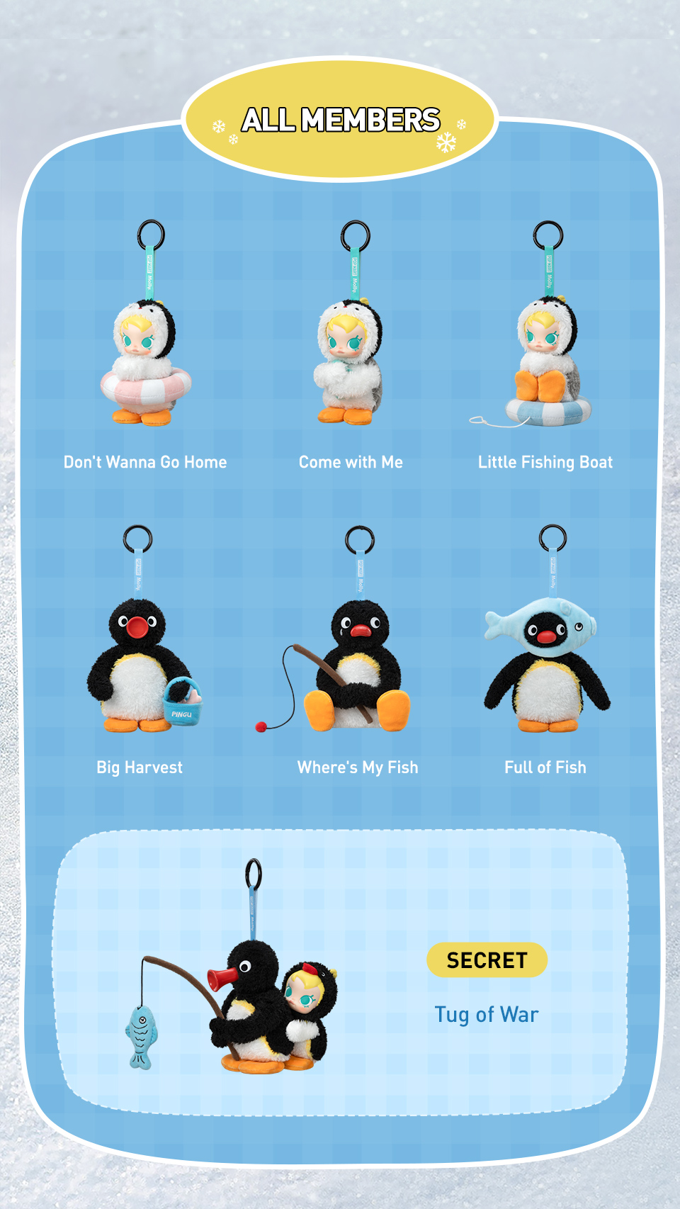 POP MART Baby Molly × Pingu Happy Fishing Series-Vinyl Plush Pendant ...