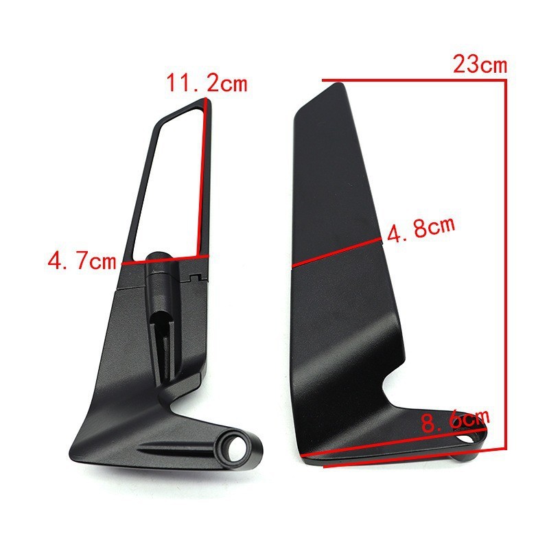 Universal Motorcycle Side Mirror Rearview Mirrors Wind Wing Rotating ...