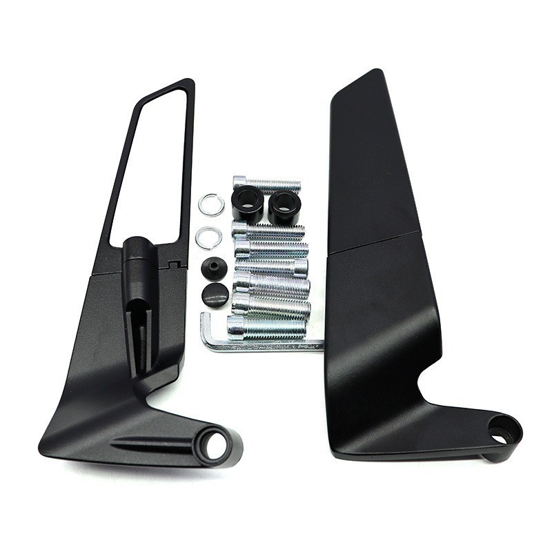Universal Motorcycle Side Mirror Rearview Mirrors Wind Wing Rotating ...