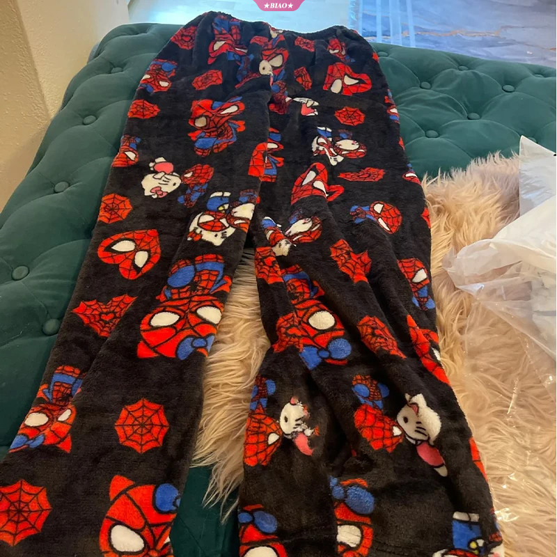 Hello Kitty Spider-Man Pajamas Long Pants Cotton Velvet Loose