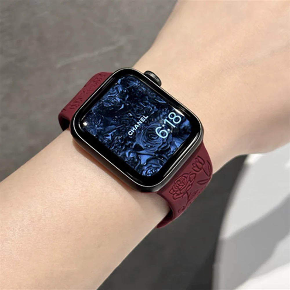 Huawei Watch Fit 3 Band Rose Flower Carving Silicone Strap For Huawei ...