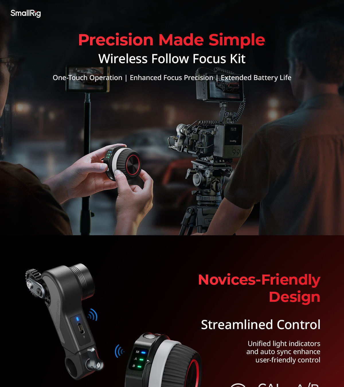 SmallRig Wireless Follow Focus Kit with Handwheel Controller & Receiver ...