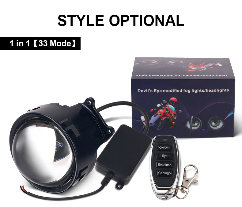 12V Remote Control 3D Eyes Dynamic Devil Eyes LED Car Lights 3 Inch ...