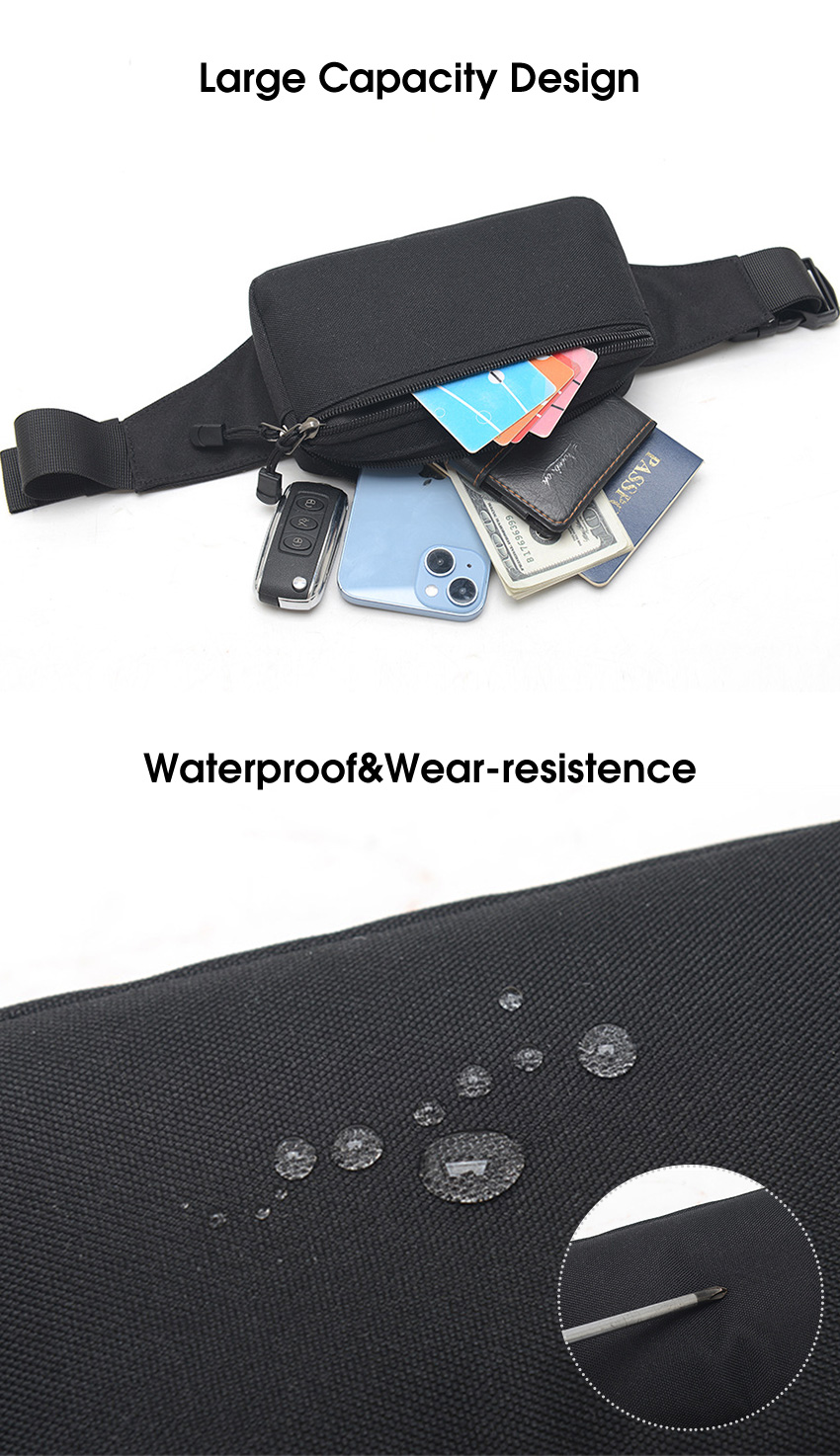 Running Waist Belt Bag - Reflective, Waterproof Fitness Belt For Phone & Keys