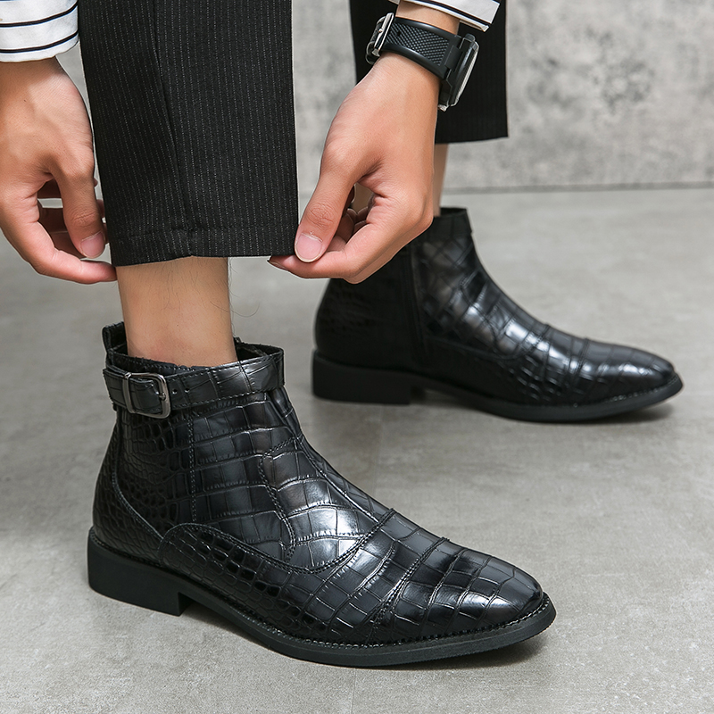 Chessir Boots High-Top Leather Shoes Short Cover Foot Casual Business ...
