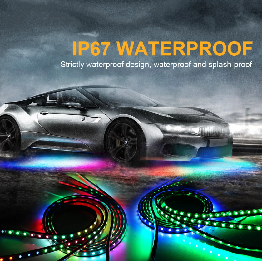 Neon LED RGB Car Underglow Bottom Light APP Control Flexible Waterproof ...