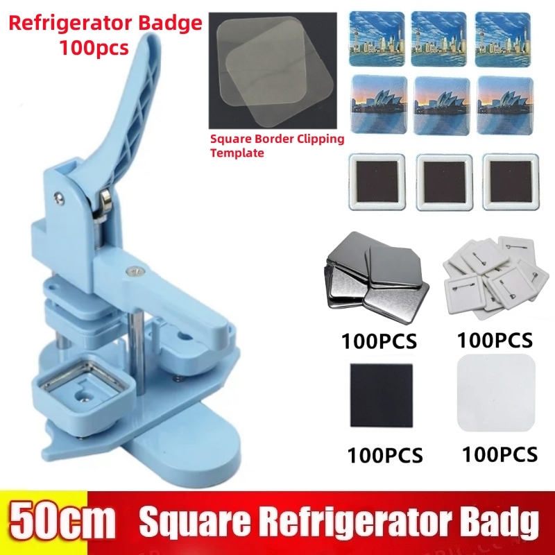 50x50mm Square Refrigerator Badge Machine with 100set Magnets Supplies ...