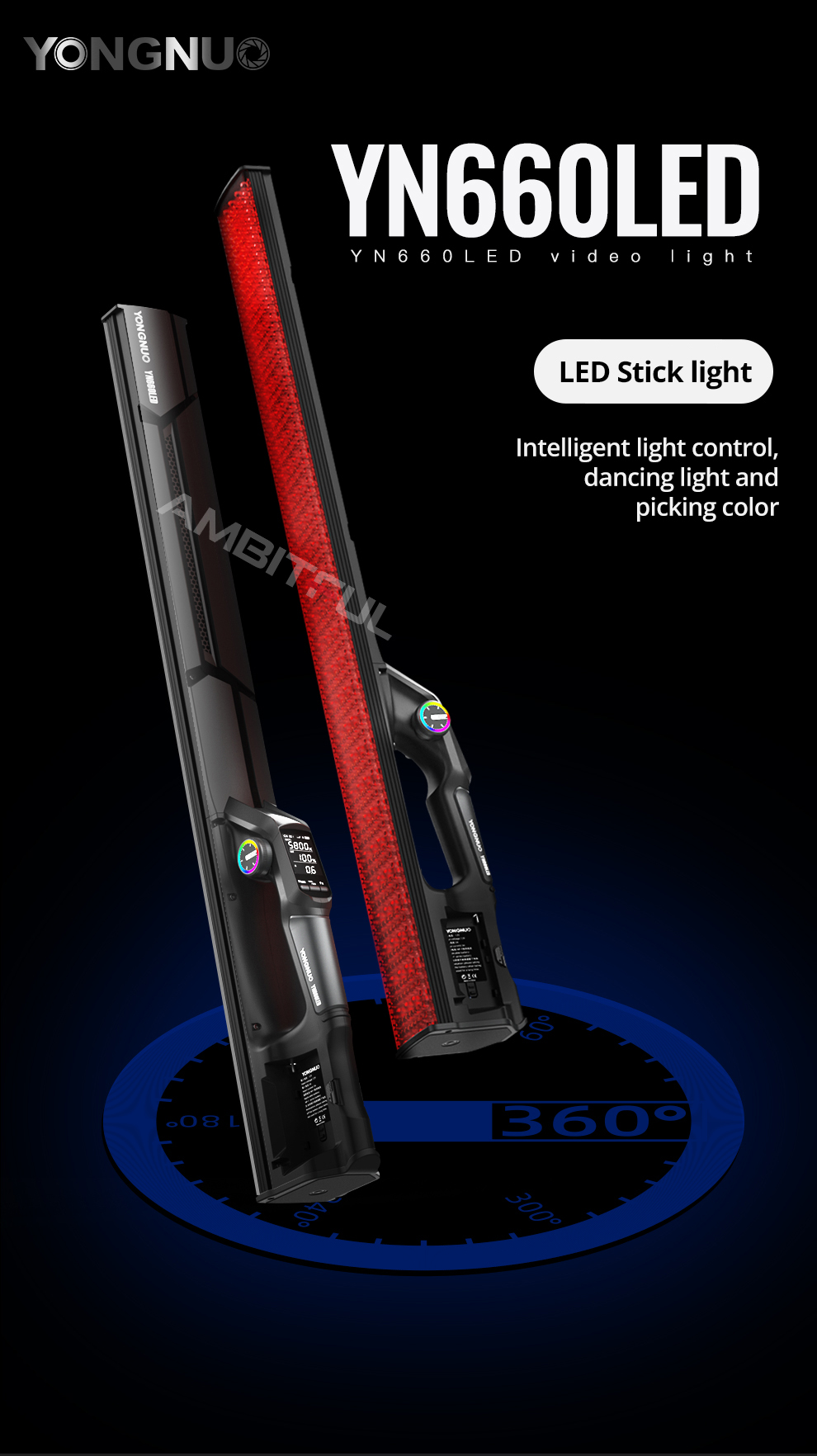 Yongnuo YN660 LED Video Light Touch Control, Bicolor, 2000-9900k, RGB ...