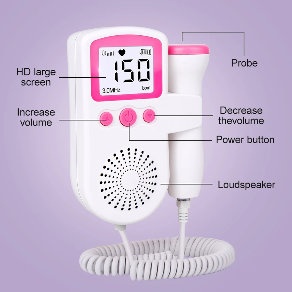 3MHz Fetal Doppler with LCD Display, At-Home Baby Heartbeat Monitor ...