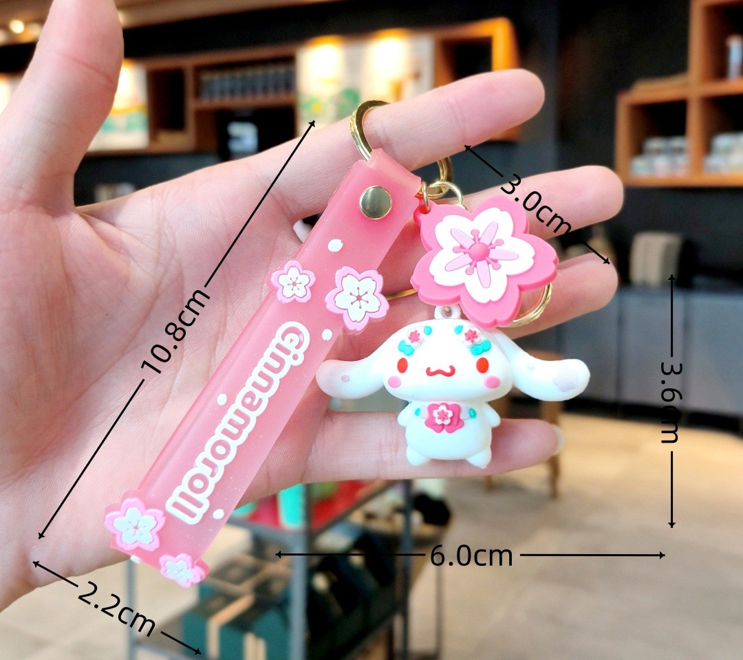 Pink Cherry Blossom Doll Kuromi Corn Dog Keychain Pendant Cute Cartoon ...