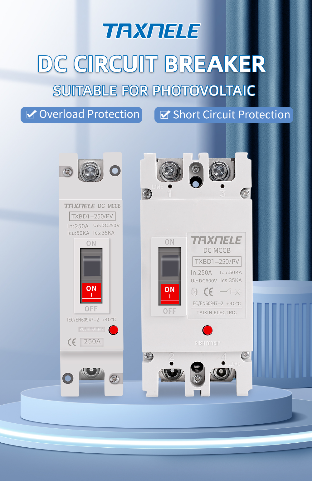 Solar Molded Case DC Circuit Breaker MCCB Overload Switch Protector ...