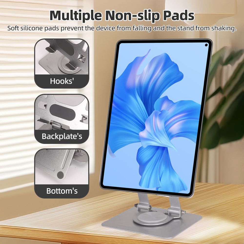GOOJODOQ 360° Rotating Tablet Phone Stand Adjustable Metal Large Holder ...
