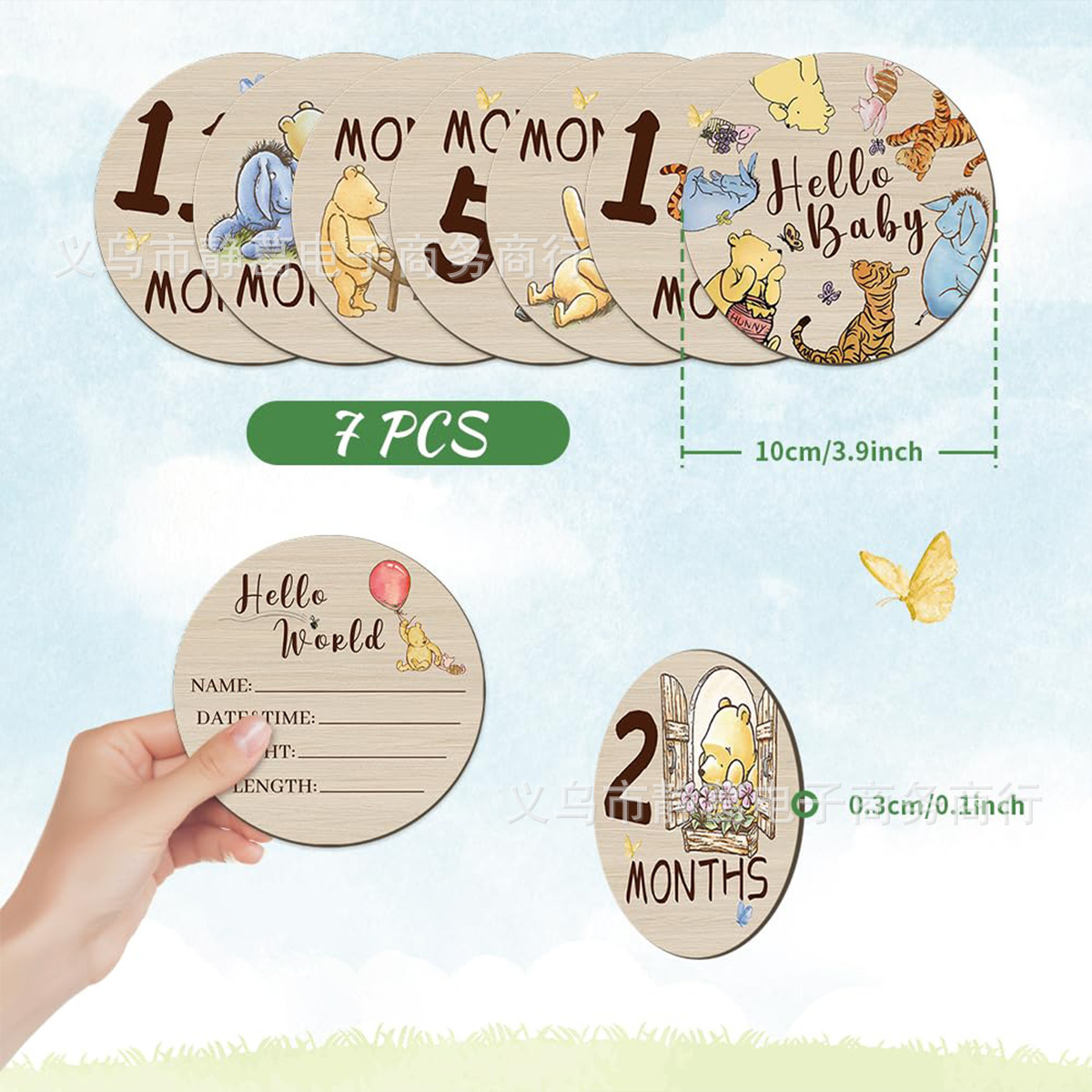 Winnie Baby Monthly Milestone Circles - The Pooh Bear Baby Stuff Wooden ...