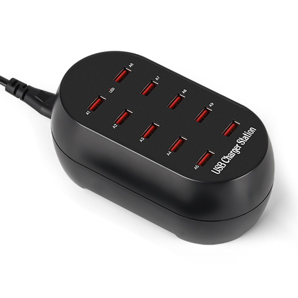 Charguer USB Multiple - 50W Station de Charge USB - 10-Port USB Adaptateu Secteur, Alimentation