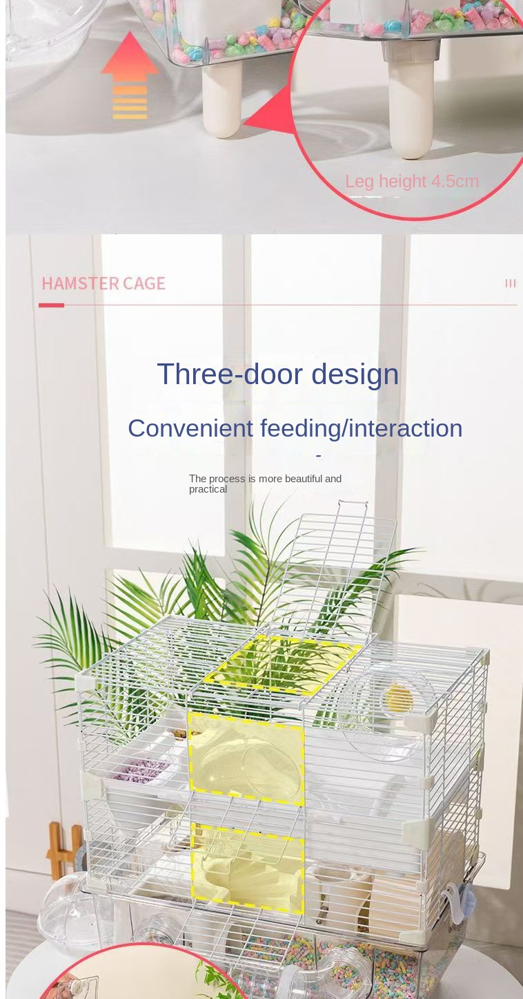 Picture of Hamster Cage Double-Layer Three-Layer Iron Wire Hamster Cage Golden ...