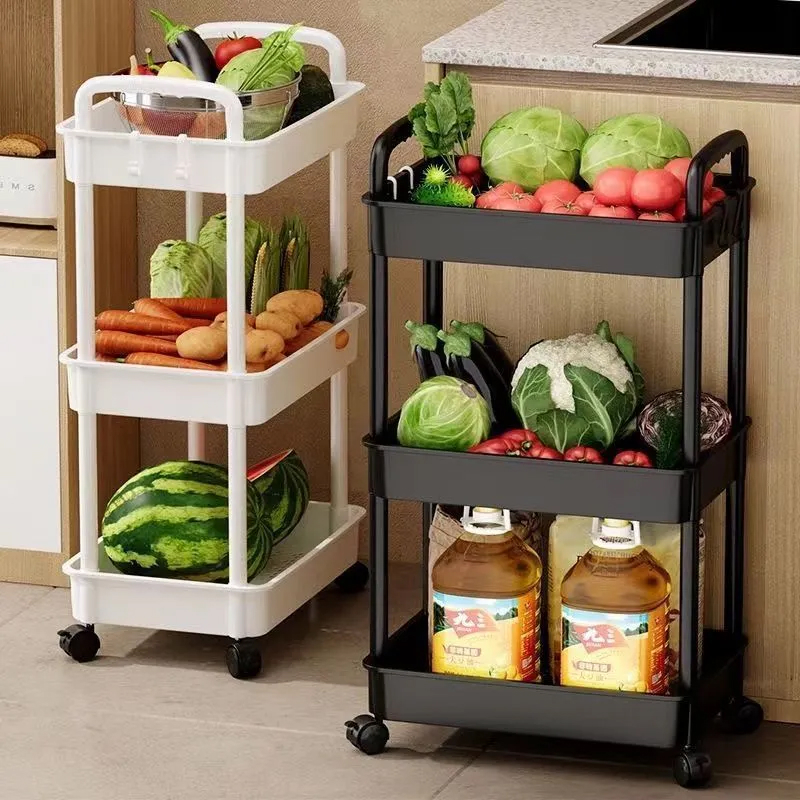4 layer Bath Rack Bathroom Shelves Rolling Trolley Kitchen Organizer ...