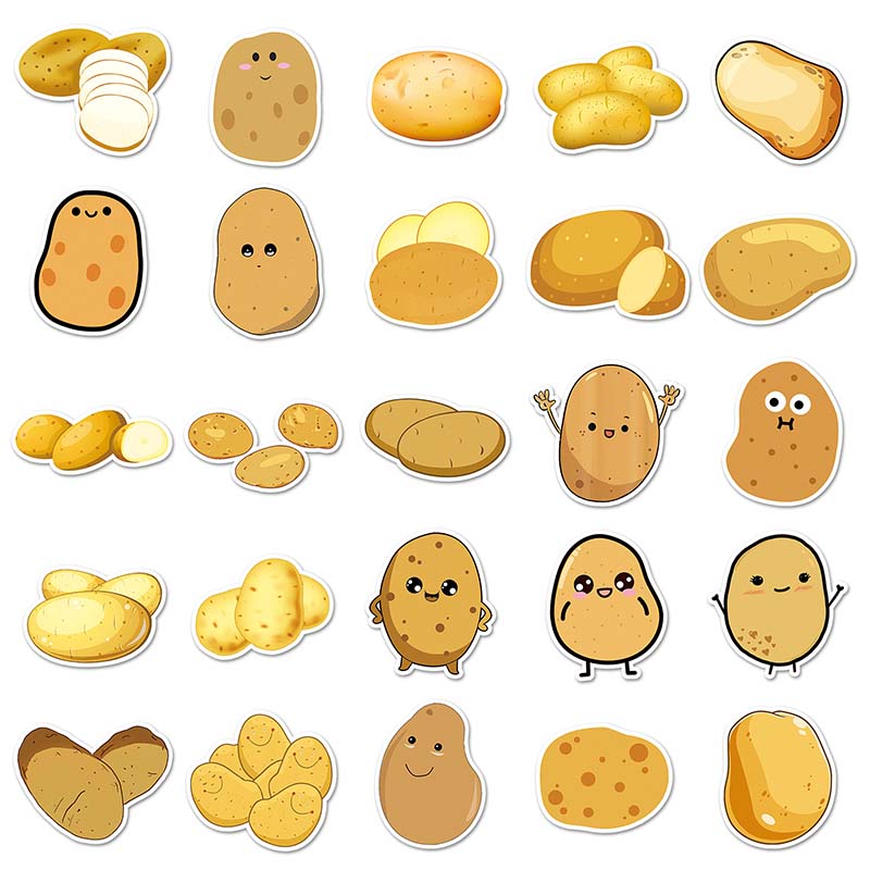 50PCS Cartoon Cute Potato Stickers Fruit and Vegetable Spud Stickers ...