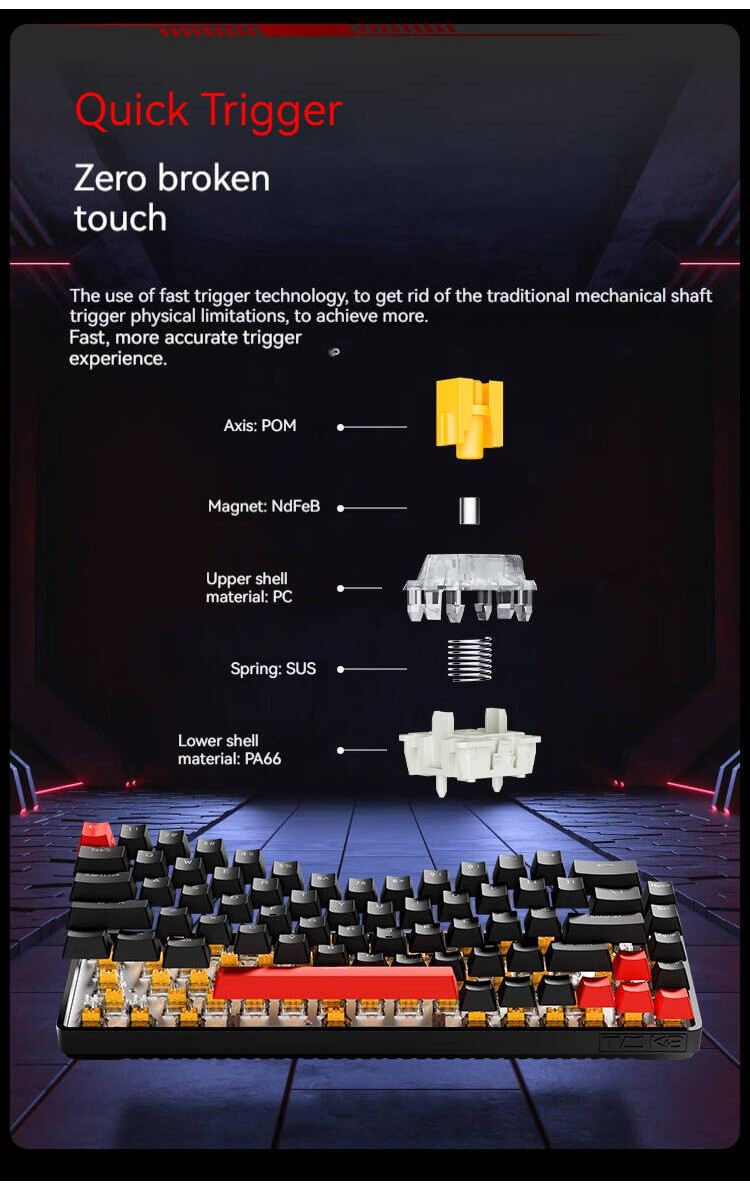 KEMOVE T68-C RT Adjustable magnetic switch mechanical keyboard RGB ...