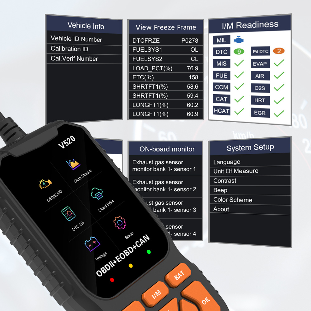 Universal Car Diagnostic Tool Auto Inspection Tools Scanner V520 Oxygen ...