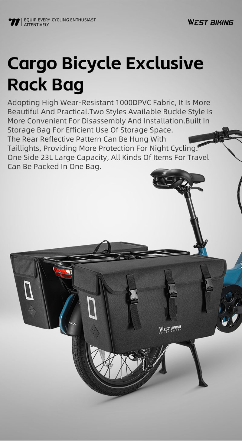 WEST BIKING 23L Large Capacity Cargo Bicycle Rack Bag Bike Pannier ...