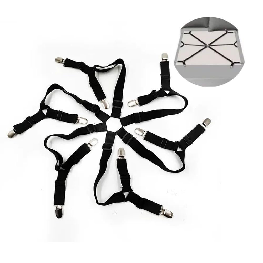 Elastic sheet fasteners with adjustable straps and 6-way cross clips to ...