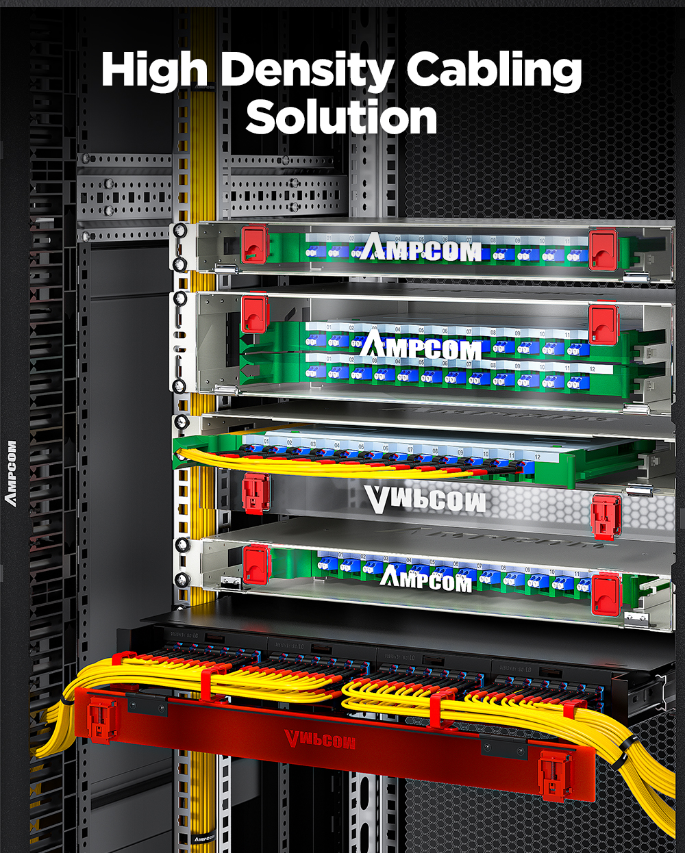 AMPCOM 24 to 192 Core OM3 OM4 LC Rack Mount Visual Fiber Optic ODF ...