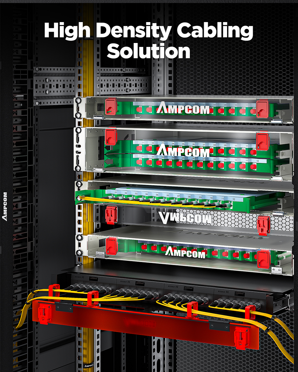 AMPCOM 24 to 96 Core FC Rack Mount Visual Fiber Optic ODF Enclosure ...