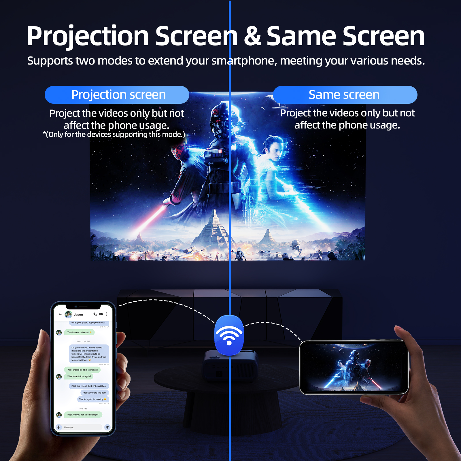 GOOJODOQ 4K Ultra HD 1080P Projector for Phone Speaker Bluetooth Laptop ...