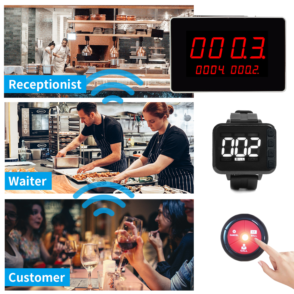 Wireless Table Service Bell Call System Machine Restaurant Pager Table ...