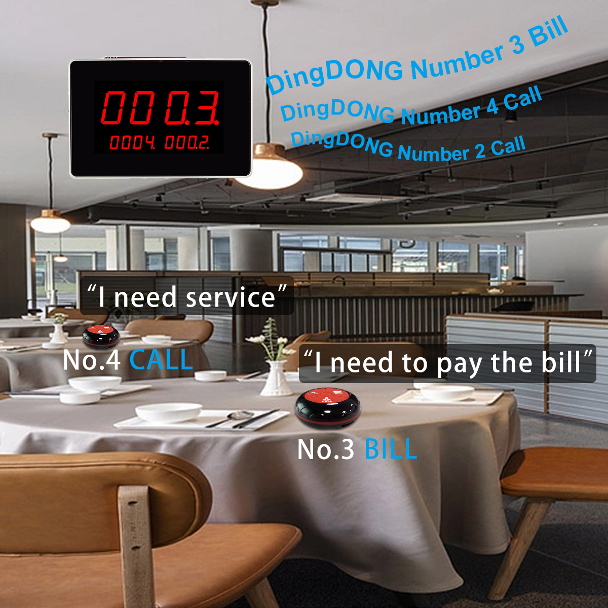 Wireless Table Service Bell Call System Machine Restaurant Pager Table ...