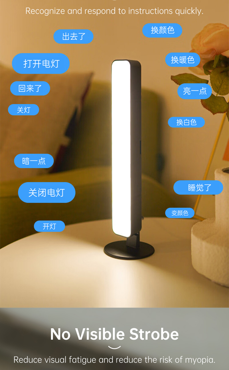 Thunlit Voice Control Lamp USB LED Dimmable Voice Activated Night Light ...