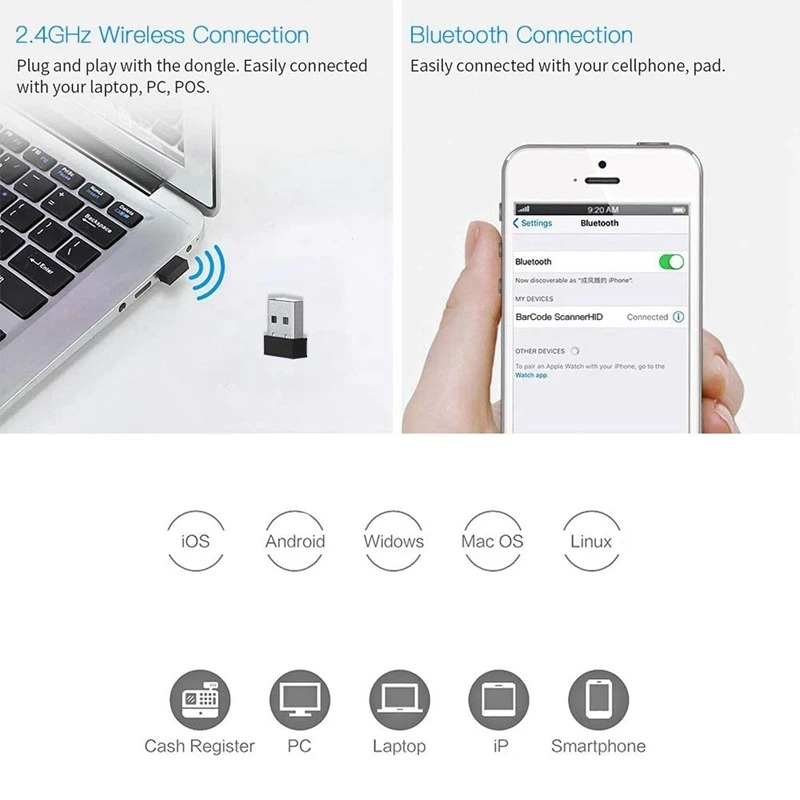 【Super cost-effective & portable mini 2D scanner 】Evnvn 1D 2D Mini ...