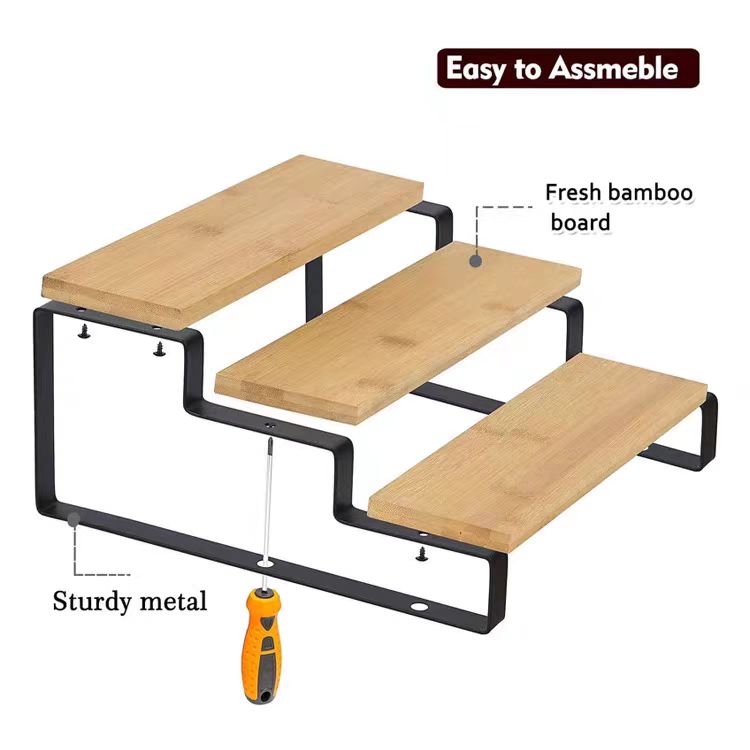 gooreestyle Layer Wooden Ladder Rack Display Storage Wood Multi-layer ...