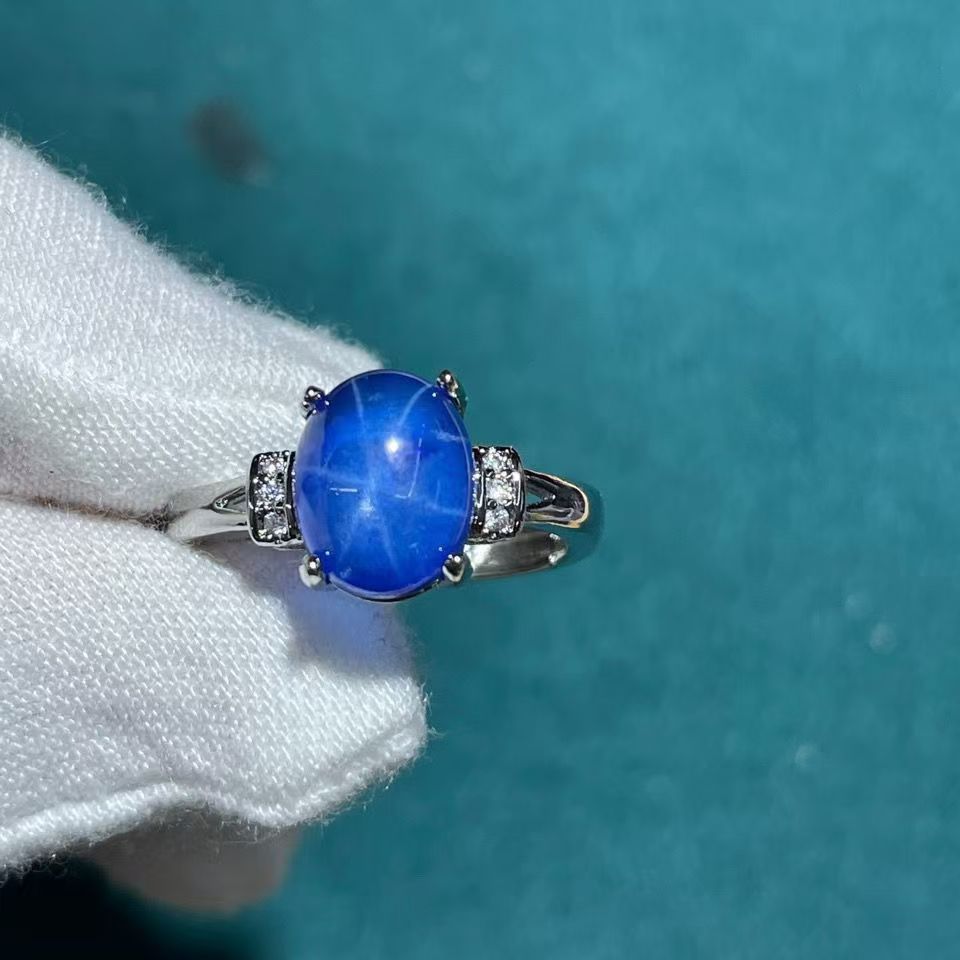 Original Authentic 6 Starlight Ruby Blue Sapphire Diamond S925 Ring ...