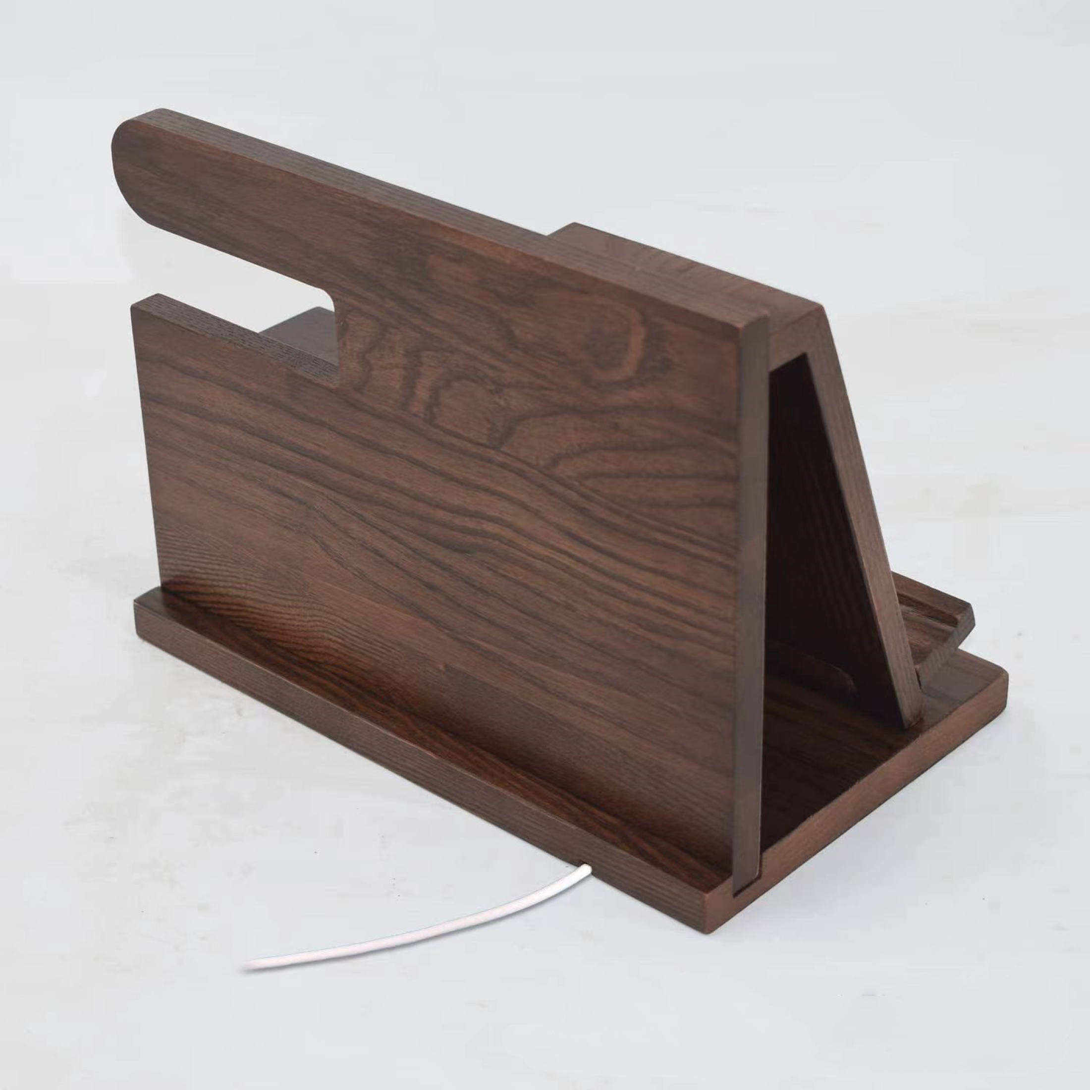 Wood Phone Docking Station Ash Key Bottom charge Holder Wallet Stand ...