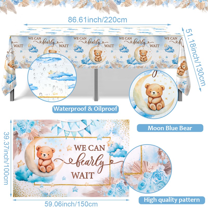 Teddy Bear Brown White Balloon Garland Arch Set For Baby Shower Blue We ...