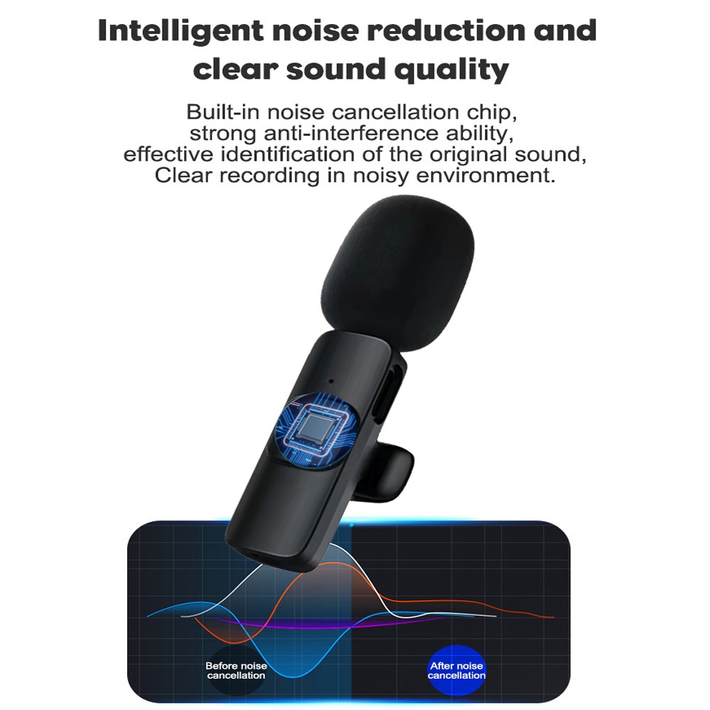 Vlog Wireless Lavalier Microphone Type C Noise Reducing Microphone Dual ...