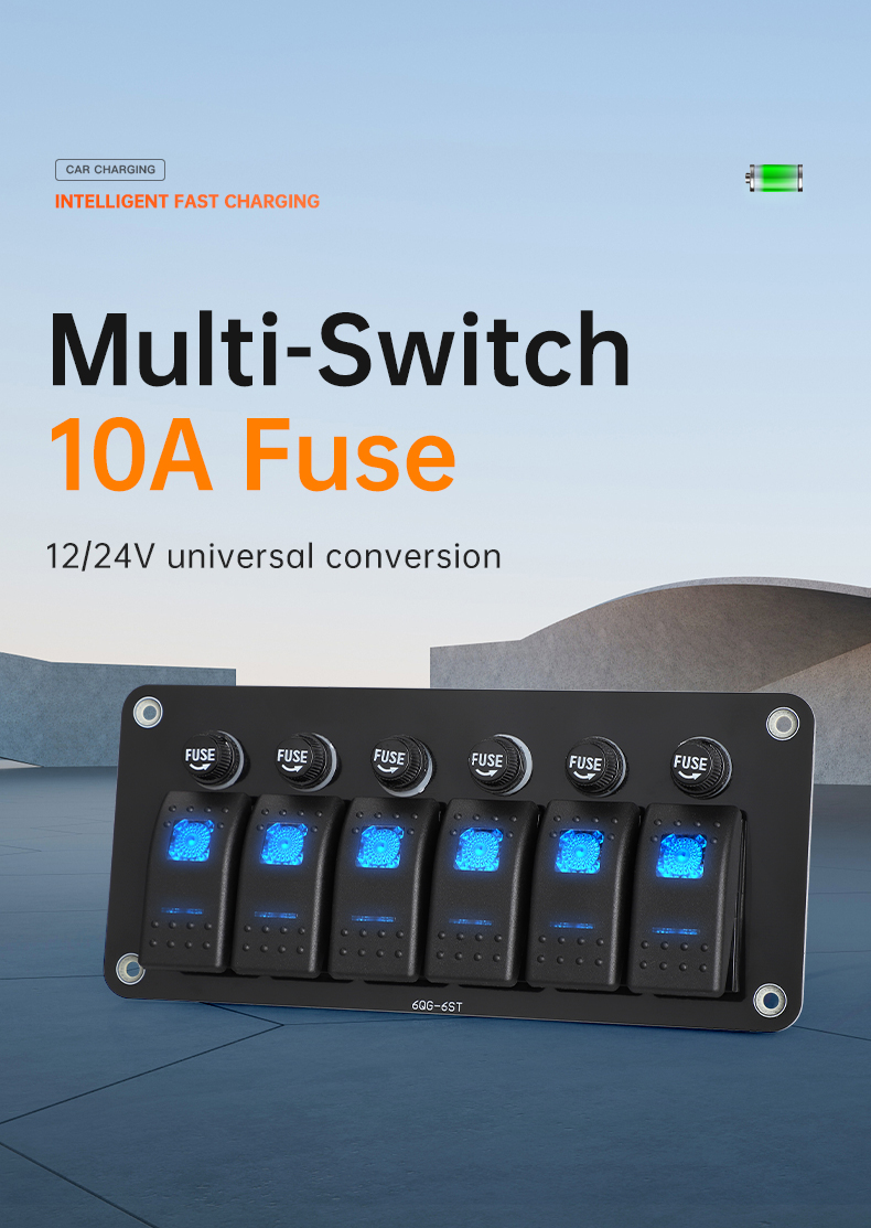 Waterproof Marine SPST ON Off Switch Panel 12V 24V 6 Gang Rocker Switch ...