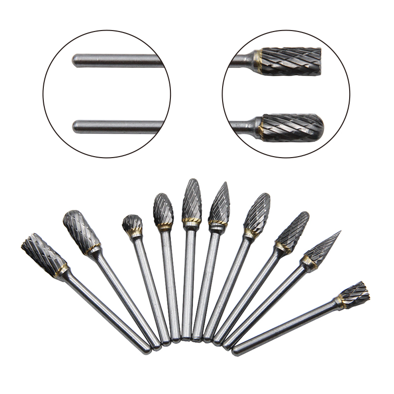 10PC Hard Alloy Rotary Files - Tungsten Steel Grinding Heads for Mold ...