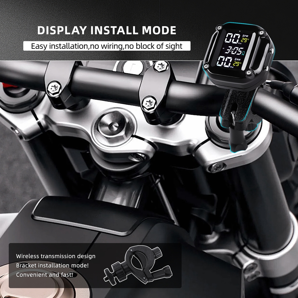 M5 Motorcycle Tire Pressure Monitoring System TPMS Digital LCD Display ...